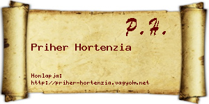 Priher Hortenzia névjegykártya